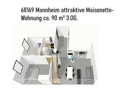 Mannheim Neckarstadt 01.11.22 früher/später 3,0 ZKB 90 m² Balkon Maisonette