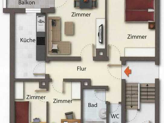 4 Zimmer Wohnung EG zu Vermieten ab Sofort Frei