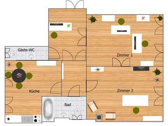 schöne Büroeinheit mit 2 Zimmern, Küche/ Aufenthaltsr. und Empfangsber. im Zentrum mit Fahrst.