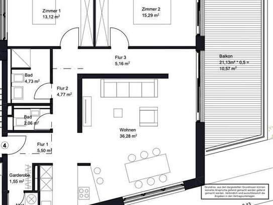 Wohnung mit Gartensicht EBK und Balkon: 3,5-Zimmer-Wohnung in Karlsruhe