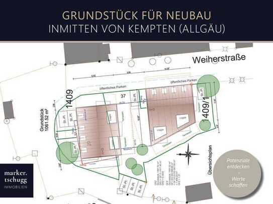 Grundstück mit Bestandsgebäude für den Neubau von 2 Mehrfamilienhäusern