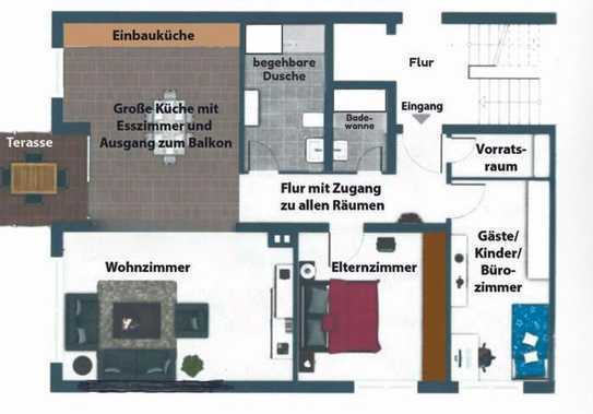 Barierefrei, Rollstuhlgängig, gepflegte 3-Zimmer-Wohnung, Balkon, Keller, Garage, Behindertengerecht