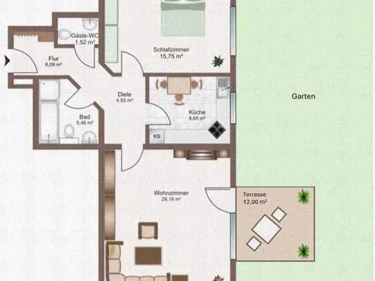 Helle Erdgeschosswohnung mit Garten und Tiefgaragenstellplatz – Ihr neues Zuhause in Gernsheim!