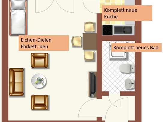 Erstbezug nach Renovierung: Apartment in Murnau, neue Küche, neues Bad, neuer Eichendielen-Parkett