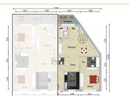 2 Zi-Wohnung mit Wellnessbereich und Terrasse, ca. 95 m2