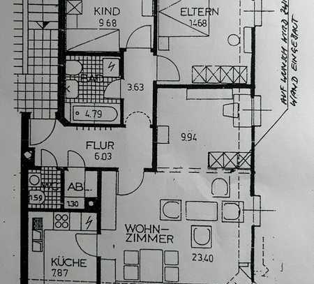 Vollständig renovierte Wohnung mit drei Zimmern und Einbauküche