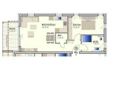 Helle, großzügige 2-Zimmer-Eigentumswohnung mit Balkon