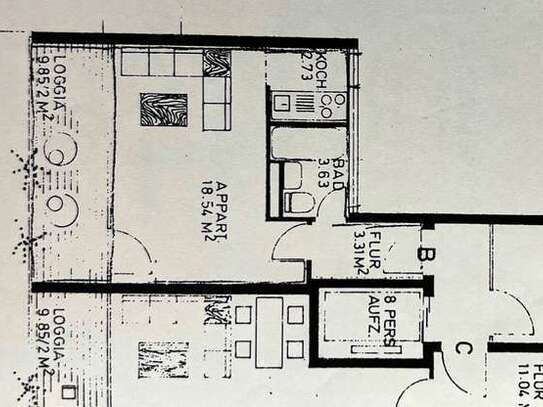 Helle 1-Zimmer-Wohnung mit EBK, Hochbett, Balkon, Keller und TG Stellplatz