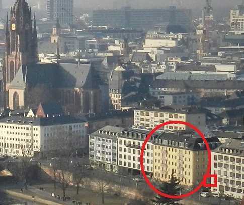 1 Zi. Wohnung. Morgen-Sonne. Seitlicher Blick auf den Main. Sehr Energie-Effizient!