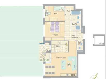 Exklusive 3,5 Zimmer Erdgeschosswohnung mit Terrasse + Garten!