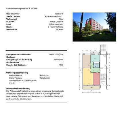 Schöne 3-Zimmer-Wohnung mit Einbauküche in Delitzsch