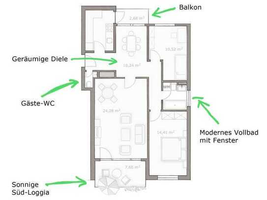 Kapitalanlage: Gut geschnittene 3,5-Zimmer-Wohnung in ruhiger Lage