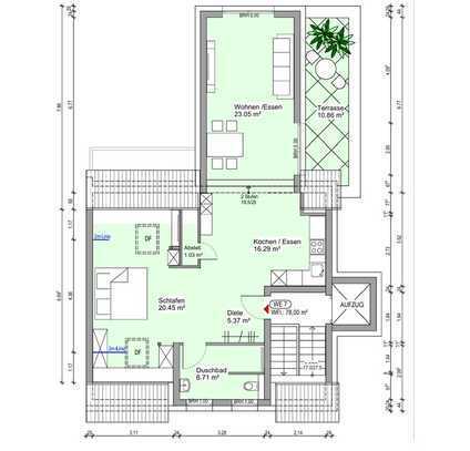 Energieeffizientes (KfW 55) 2,5-Zimmer Penthouse mit Aufzug