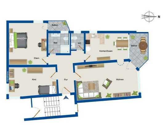 Schöne und gepflegte 3,5-Zimmer-Wohnung mit Balkon in Ingersheim