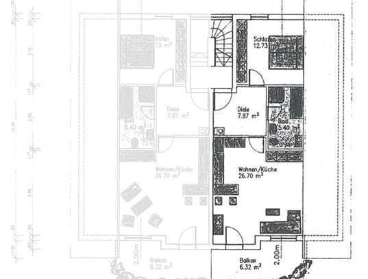 Möblierte 2-Zimmer-DG-Wohnung mit Balkon in Oberderdingen