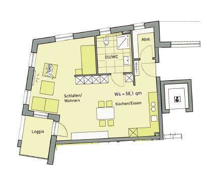 1-Zimmer Apartment mit Aufzug, Einbauküche, Balkon und TG-Stellplatz