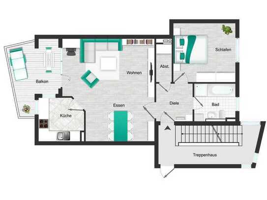 "Helle 2-Zimmer-Wohnung mit Balkon u. Stellplatz, hochwertige Ausstattung"