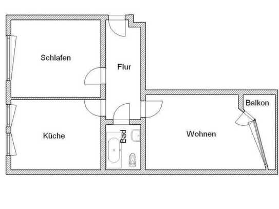 Sanierte 2 ZW mit Wohnküche und Balkon!