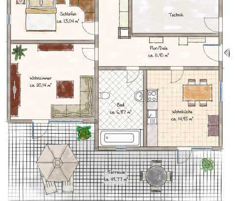 ++Terrassenwohnung mit Weitblick zvm., 79qm, 2,5 Zi.++