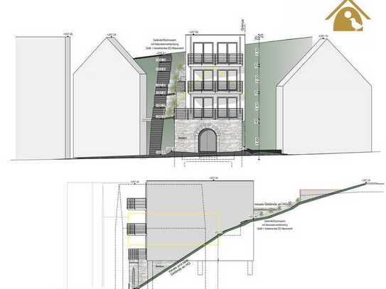 Baugrundstück - gepl. Teilabbruch des Gebäudes / Lager - Aufstockung 3 Stockwerke für 2 Wohnungen