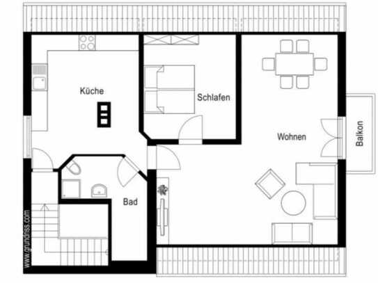 Stilvolle, modernisierte 2,5-Zimmer-Dachgeschosswohnung mit Balkon und EBK in Raubling