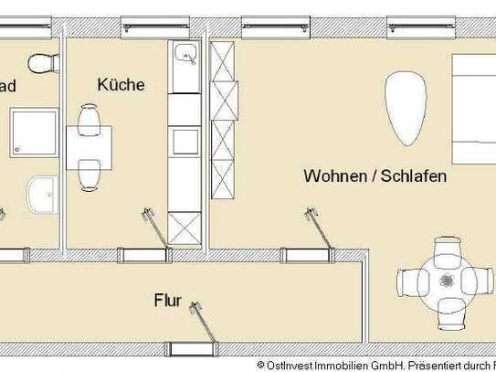 NEU renoviert, Schöne 1 Raum Wohnung mit viel Platz!