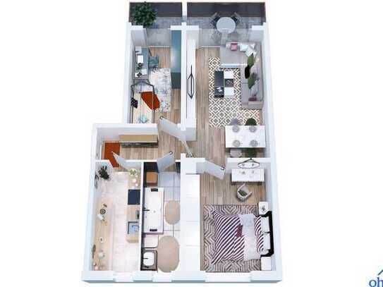 NB10R3 Elterlein/Traum Erzgebirgsblick/TOP renovierte sonnige 3-Zi-Neubau/Balkon/Bad Fenster/Kamin