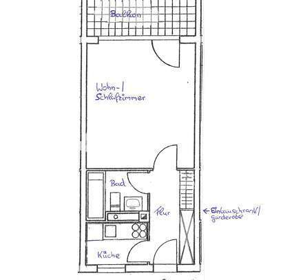 Komplett saniertes 1-Zimmer-Appartement mit EBK, Balkon und Pkw-Stellplatz!