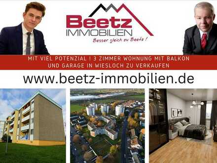 Mit viel Potenzial ! 3 Zimmer Wohnung mit Balkon und Garage in Wiesloch zu verkaufen