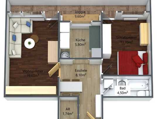 Helle 2-Zimmer Wohnung - provisionsfrei - Südbalkon