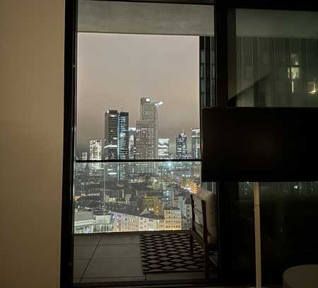 Hochwertige 2-Zimmerwohnung mit atemberaubenden Ausblick auf die Frankfurter Skyline