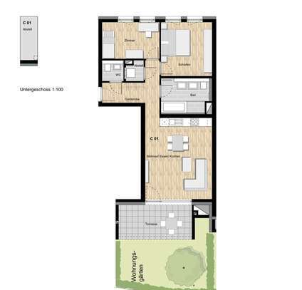 3-Zimmer Neubauwohnung mit Terrasse und Garten