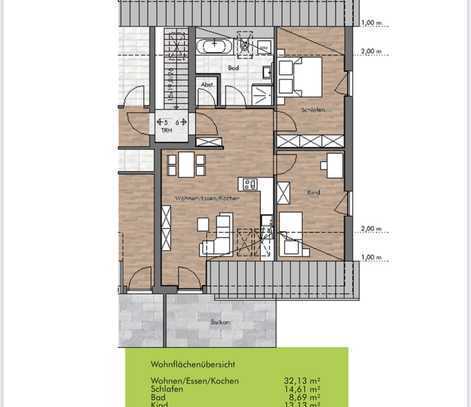 Neuwertige 3-Zimmer Wohnung mit Balkon und Einbauküche in Dasing