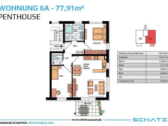 ✨Exklusive 3-Zi Penthousewohnung mit Balkon I 🍃 Wohnen im Naturpark I 6A