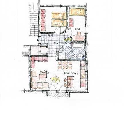 Neuwertige Moderne Helle 3 - 1/2 Zimmer Wohnung mit großen Balkon Sennfeld/Rempertshag