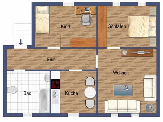 Hier werden Sie sich wohlfühlen - sehr schöne 3 Zimmerwohnung in Wuppertal-Wichlinghausen