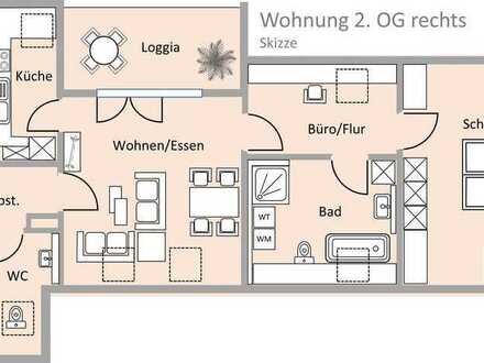 Wohnung in KfW55 Niedrig-Energiehaus mit uneinsehbarer Süd-West Loggia