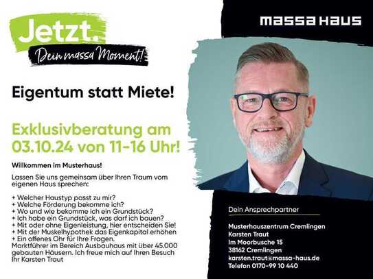 Eigentum statt Miete! Exklusivberatung mit Karsten Traut am Donnerstag, den 03.10.2024 von 11-16 Uhr