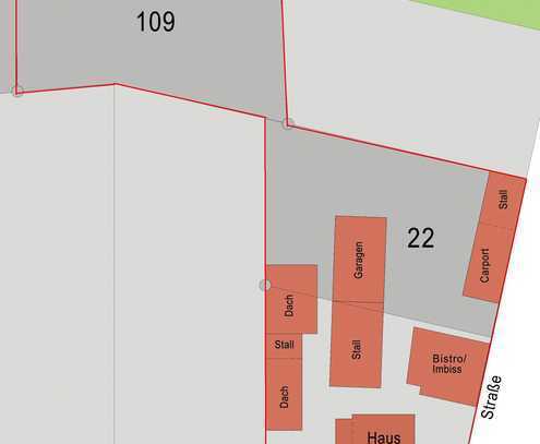 2.186 m² mit EFH, "Schiller-Eck", Garagen, Carports, Ställe, Weidewiese in Schildow