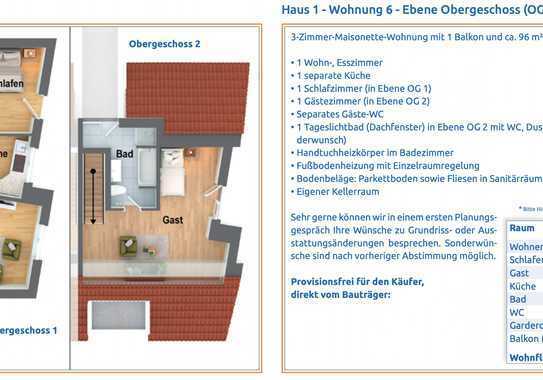 Wohnen auf 2 Etagen: Moderne 3-Zimmer-Maisonette-Wohnung mit 1 Balkon und 96 m² Wohnfläche!