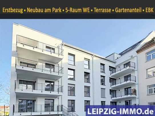 WOW ** NEUBAU- ERSTBEZUG ** am Park ** 5-RAUM WE ** große Terrasse ** Gartenanteil ** Einbauküche **