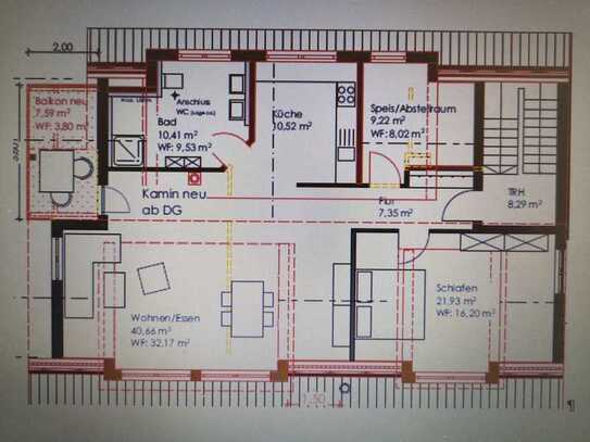 750 € - 86 m² - 2.5 Zi.