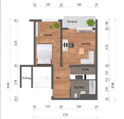 2-Zimmer-Wohnung mit Balkon und EBK in Pforzheim