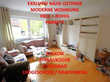 GRAFENBERG/OSTPARK EXKLUSIV MIT BALKON MODERNES DUSCHBAD EINBAUKÜCHE PARKETT HELL+RUHIG ERDGESCHOSS