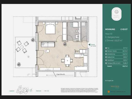 Neuwertige Wohnung mit 2 Zimmern sowie Terrasse und Einbauküche in Ulm Mitte