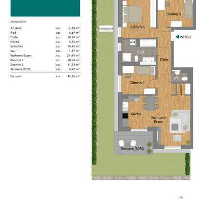 Großzügige 4-Zimmer-Erdgeschosswohnung mit Gartenanteil (Nr. 2)