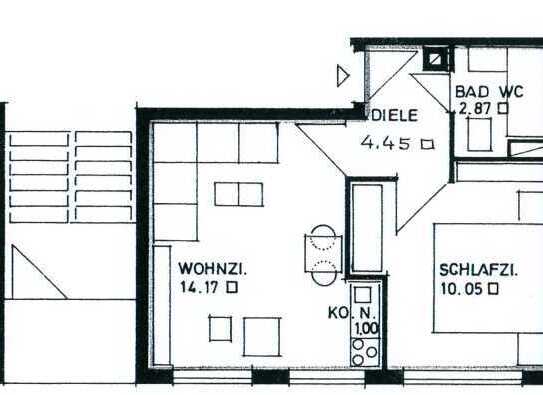 Kleine 2 Zimmer Wohnung, möbliert/teilmöbliert