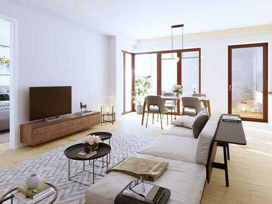 KfW 40 NH mit QNG + Geothermie: Traumhafte 3-Zimmer-Wohnung im Holzhybridneubau mit 2 Balkonen