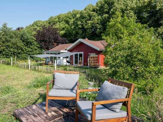 Ländliches Paradies mitten in Angeln - Holzhaus mit großem Nebengebäude nahe Satrup