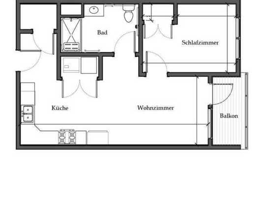 Exklusive 2-Raum-Wohnung mit Balkon und Einbauküche in Waldshut-Tiengen